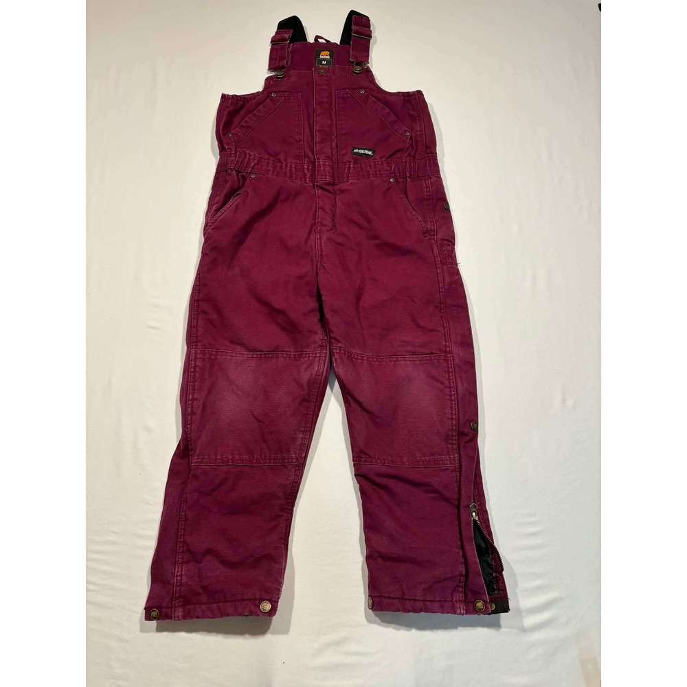 Berne Kids Insulated Duck Canvas Work Overalls Maroon Bibs Size Medium M
